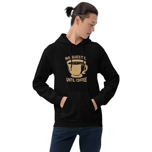 No Quests Until Coffee Graphic Hoodie